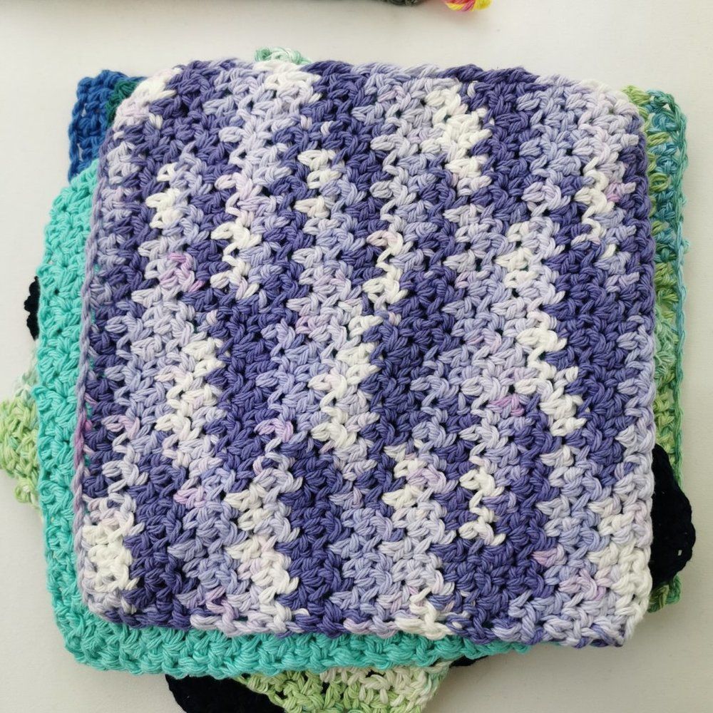 Handmade Crochet Wash Clothes, set  of 2, 100% cotton - Picture 12 of 14